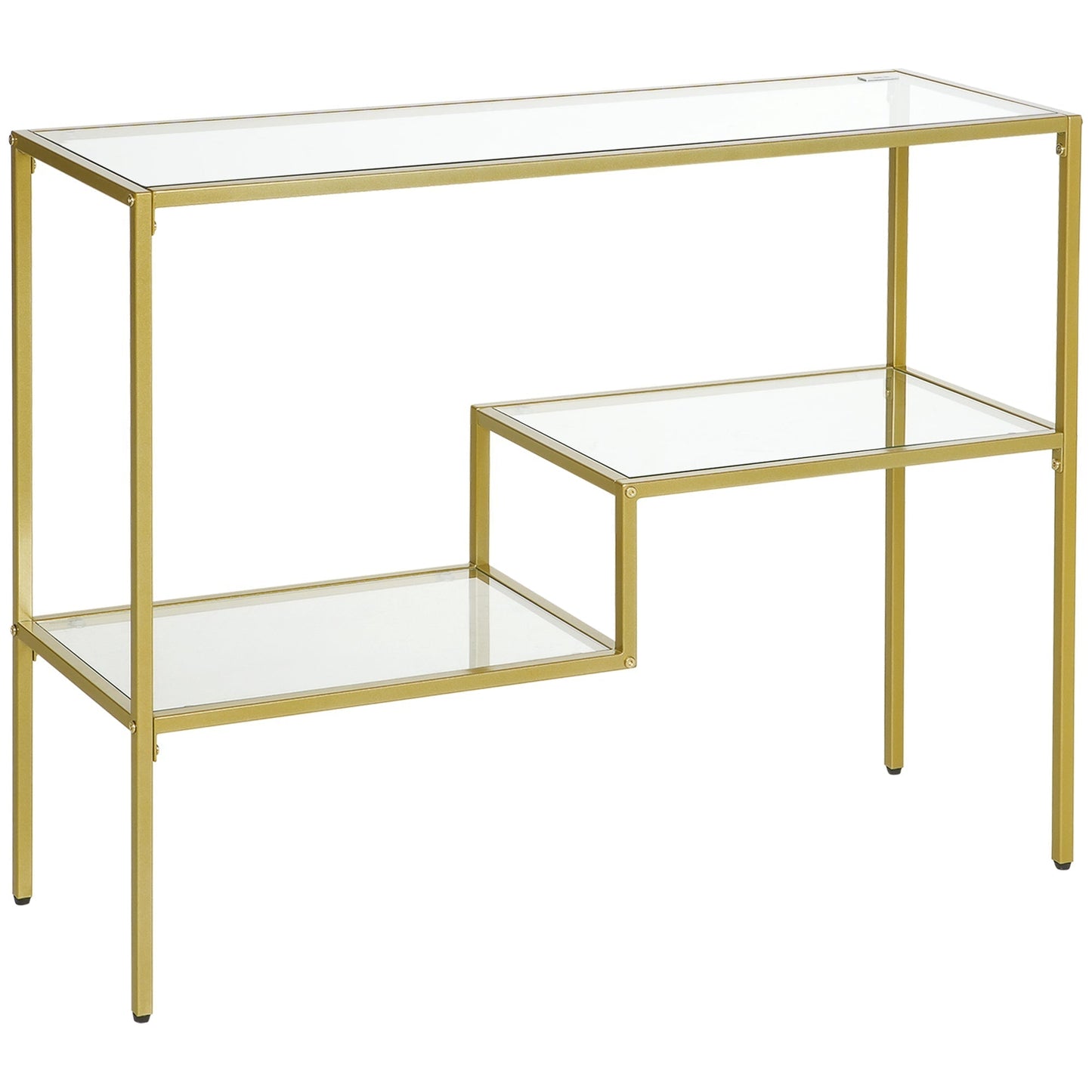 3-Tier Steel and Tempered Glass Entryway Console Table, 100x32x76 cm, Gold