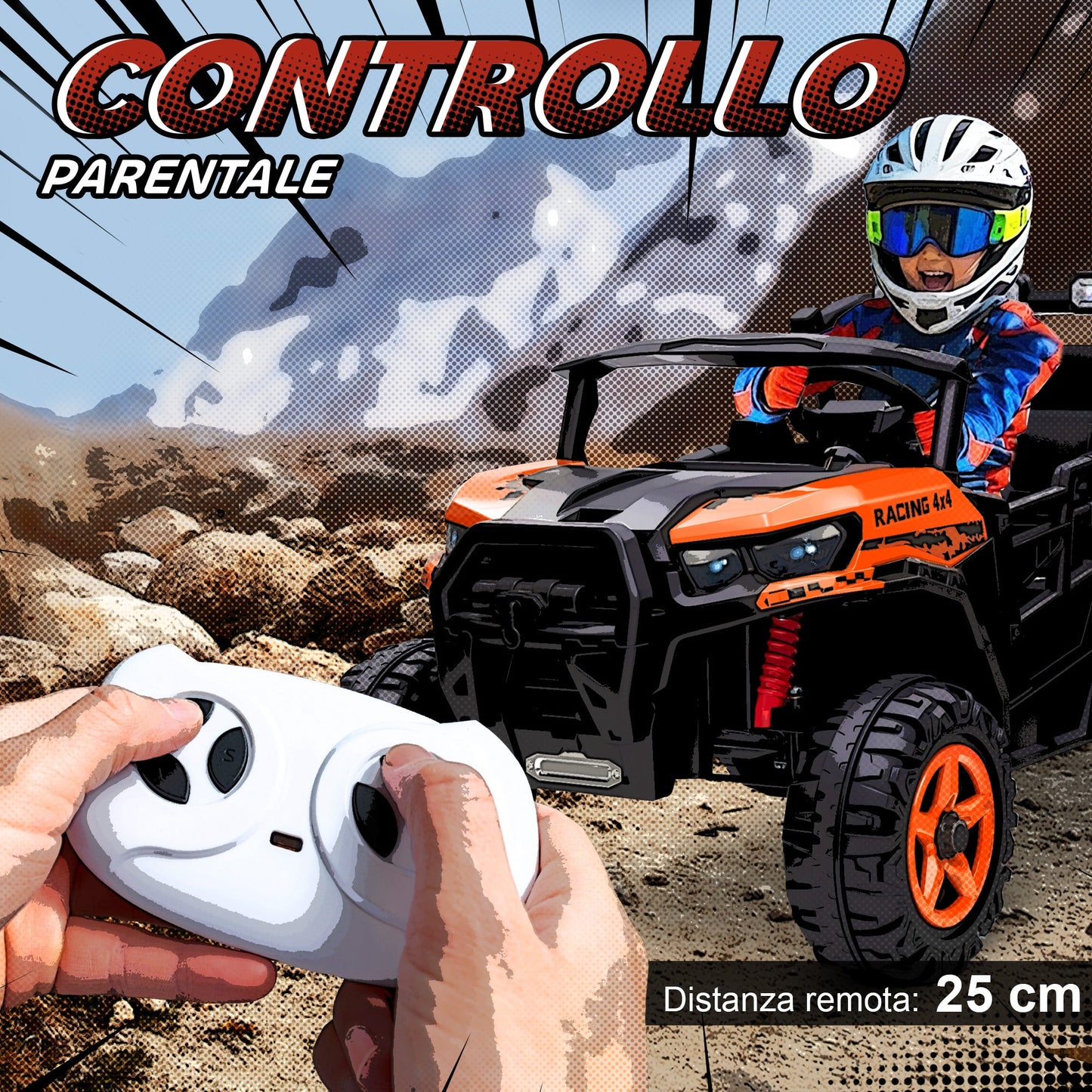 Electric Ride-On Toy Car for Children 3-8 Years, 24V, 2 Seats, Dual Motor, Remote Control and Soft Start, Orange