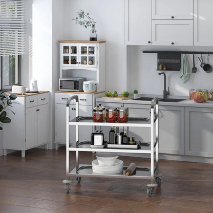 Stainless Steel Kitchen Cart with 3 Shelves and Wheels