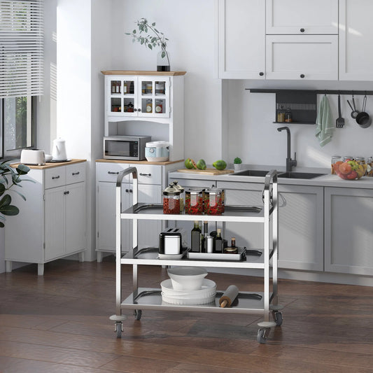 Stainless Steel Kitchen Cart with 3 Shelves and Wheels