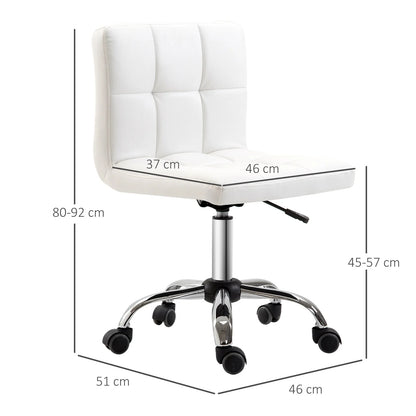 Ergonomic White Swivel Office Chair with Adjustable Height and PU Leather Finish