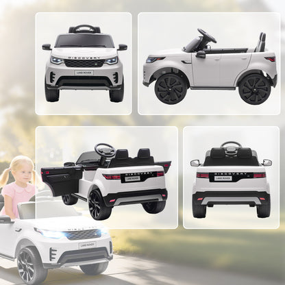 Electric Ride-On Toy Car for Kids, Land Rover License, with LED Headlights, Horn and Remote Control, 105x68.5x58 cm, White