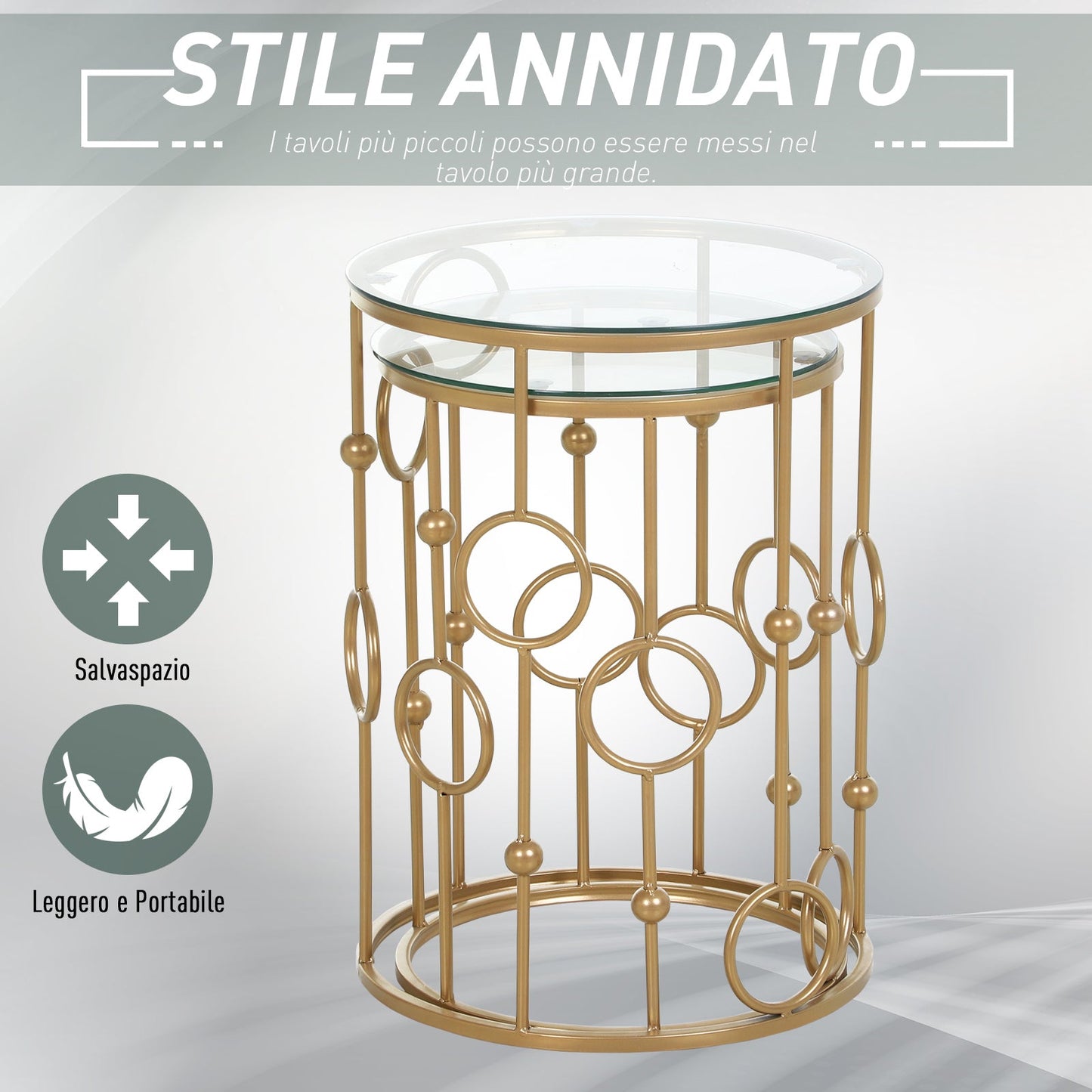 DOLCE | Set of 2 Elegant Coffee Tables | φ41x57cm & φ36x51cm