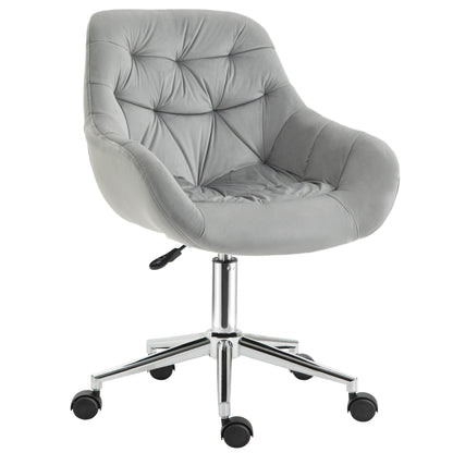 Ergonomic Swivel Office Chair with Adjustable Height and Wheels, Velvet Upholstery, 59x58x80-90cm, Grey
