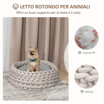 COZZY | Round Raised Washable Dog and Cat Bed in PP Cotton, Padded Cushion, Φ50x19cm, Grey