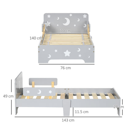 Children's Bed 3-6 Years with Stars and Moon Patterns in MDF Panels and Chipboard, 143x76x49 cm