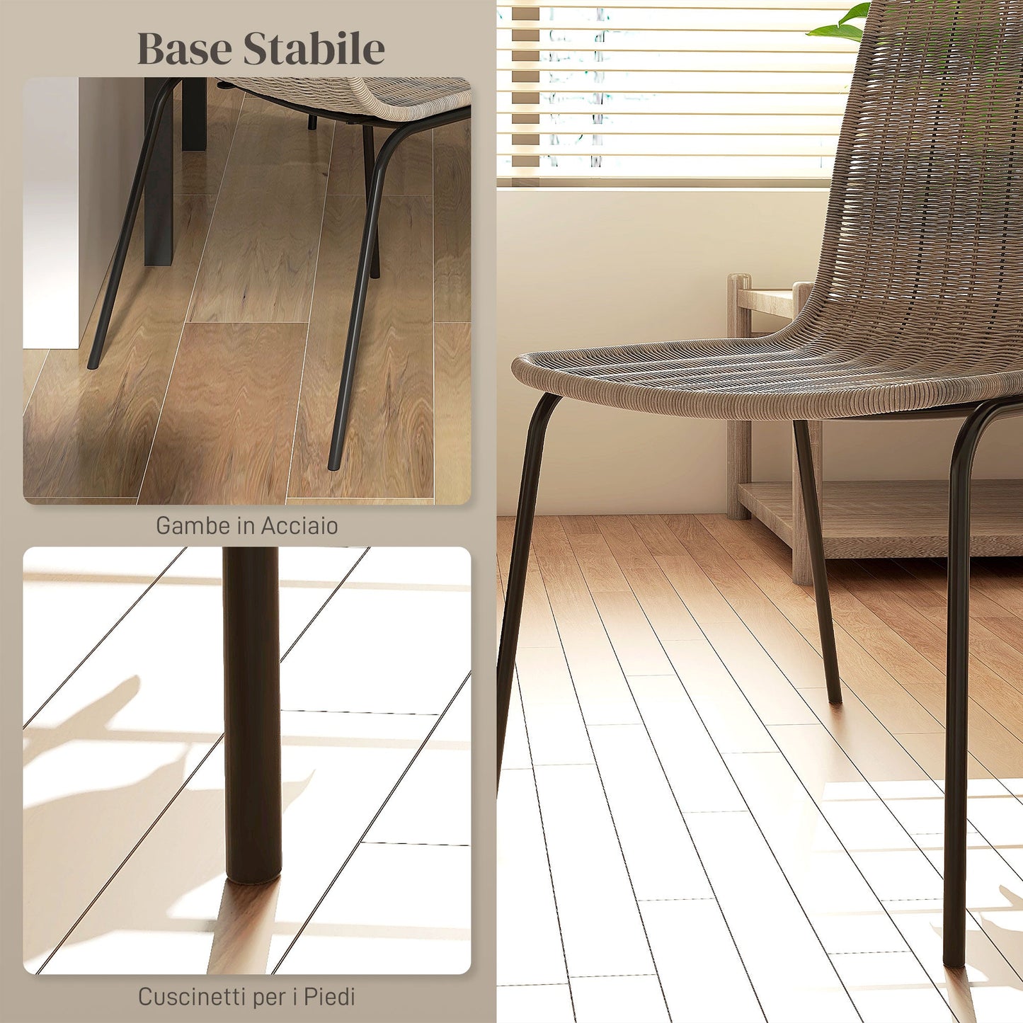 Set of 2 Boho Style Garden and Indoor Chairs with Low Backrest and PE Rattan Upholstery, Yellow