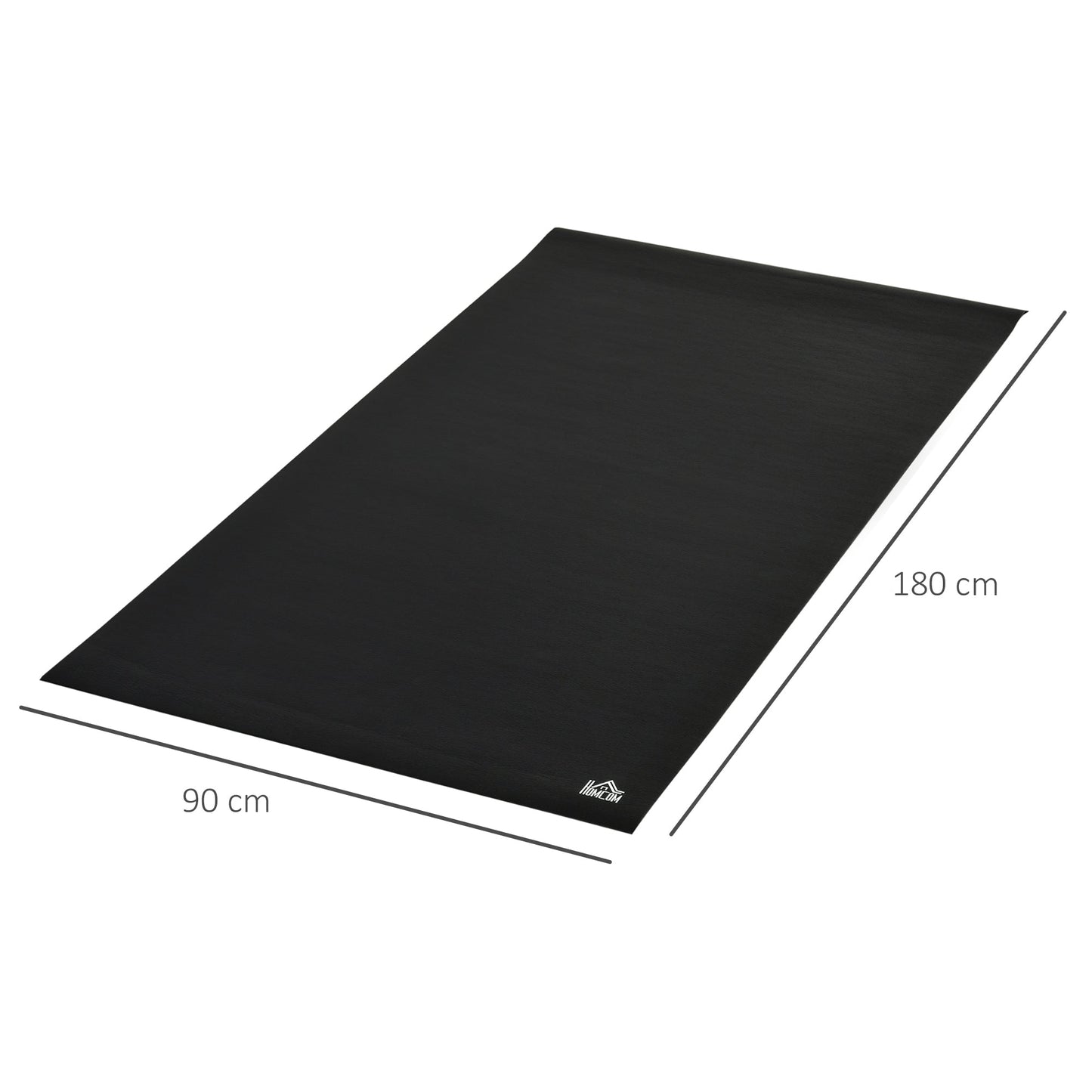 Shock Absorbing Gym Mat for Treadmills and Exercise Bikes, Non-Slip PVC Fitness Mat, 180x90cm, Black