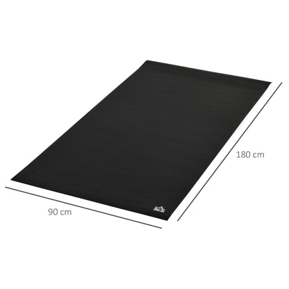 Shock Absorbing Gym Mat for Treadmills and Exercise Bikes, Non-Slip PVC Fitness Mat, 180x90cm, Black