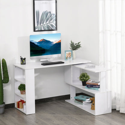 corner desk with 5 white shelves 120 x 100 x 74.5cm