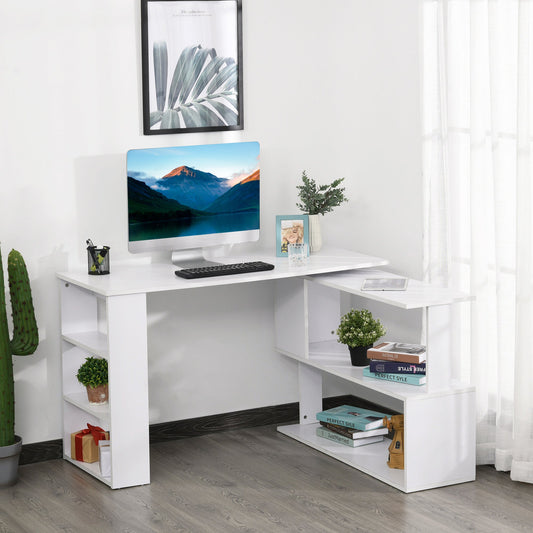 corner desk with 5 white shelves 120 x 100 x 74.5cm