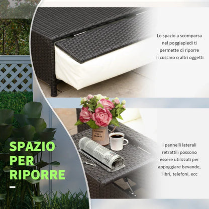 Modular Garden Sofa with Bench, Brown Rattan Garden Furniture, Space-Saving 2-Piece Set