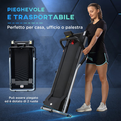 Electric Folding Treadmill with LCD Screen and 2 Wheels for Home or Office Training, 500W Motor, 10km/h Speed