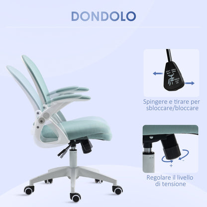 Ergonomic Office Chair with Mesh Backrest and Adjustable Height, 65.5x61.5x88-97.5cm, Light Blue