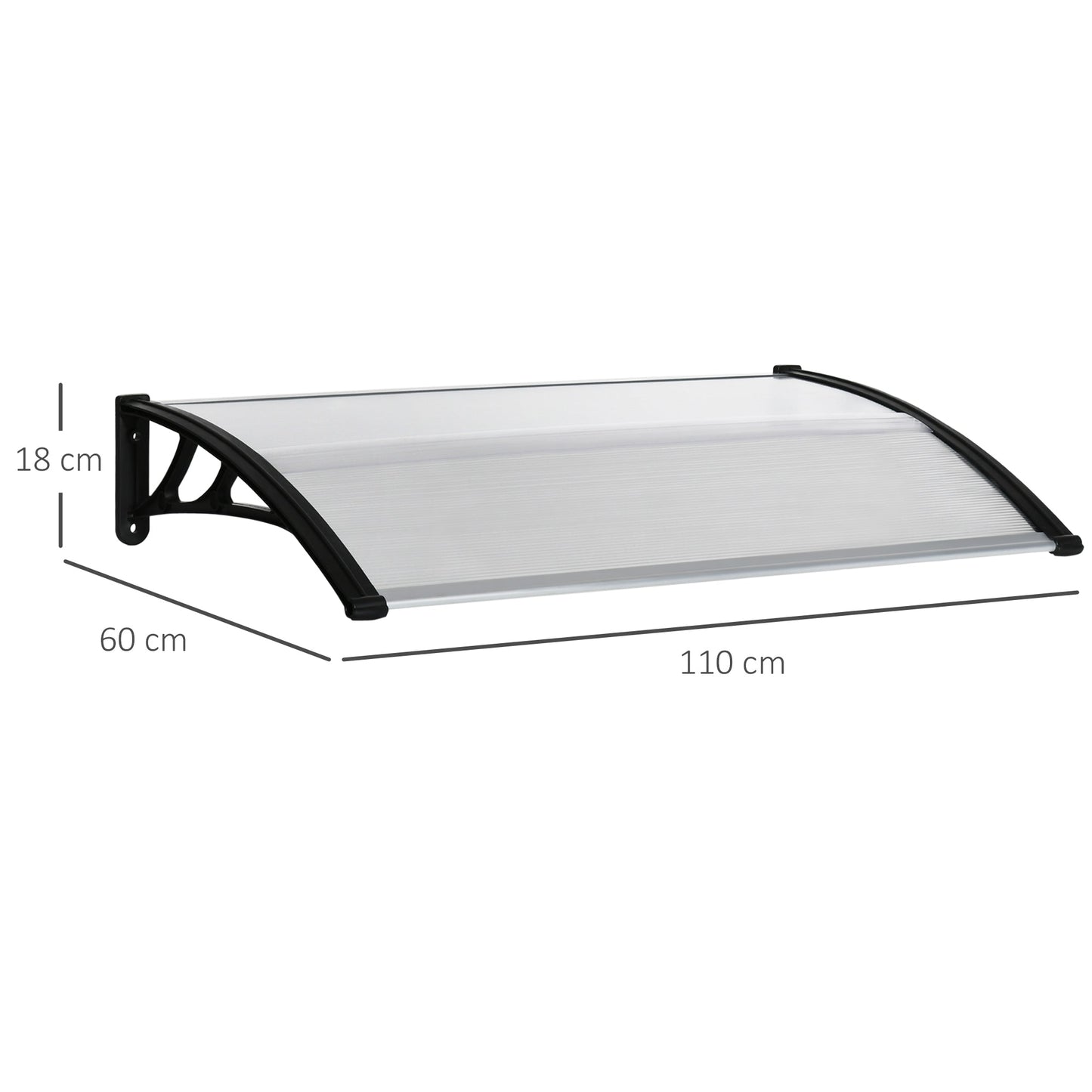 Outdoor Canopy for Windows and Doors, in Polycarbonate and Aluminum, 110x60x18cm - Transparent