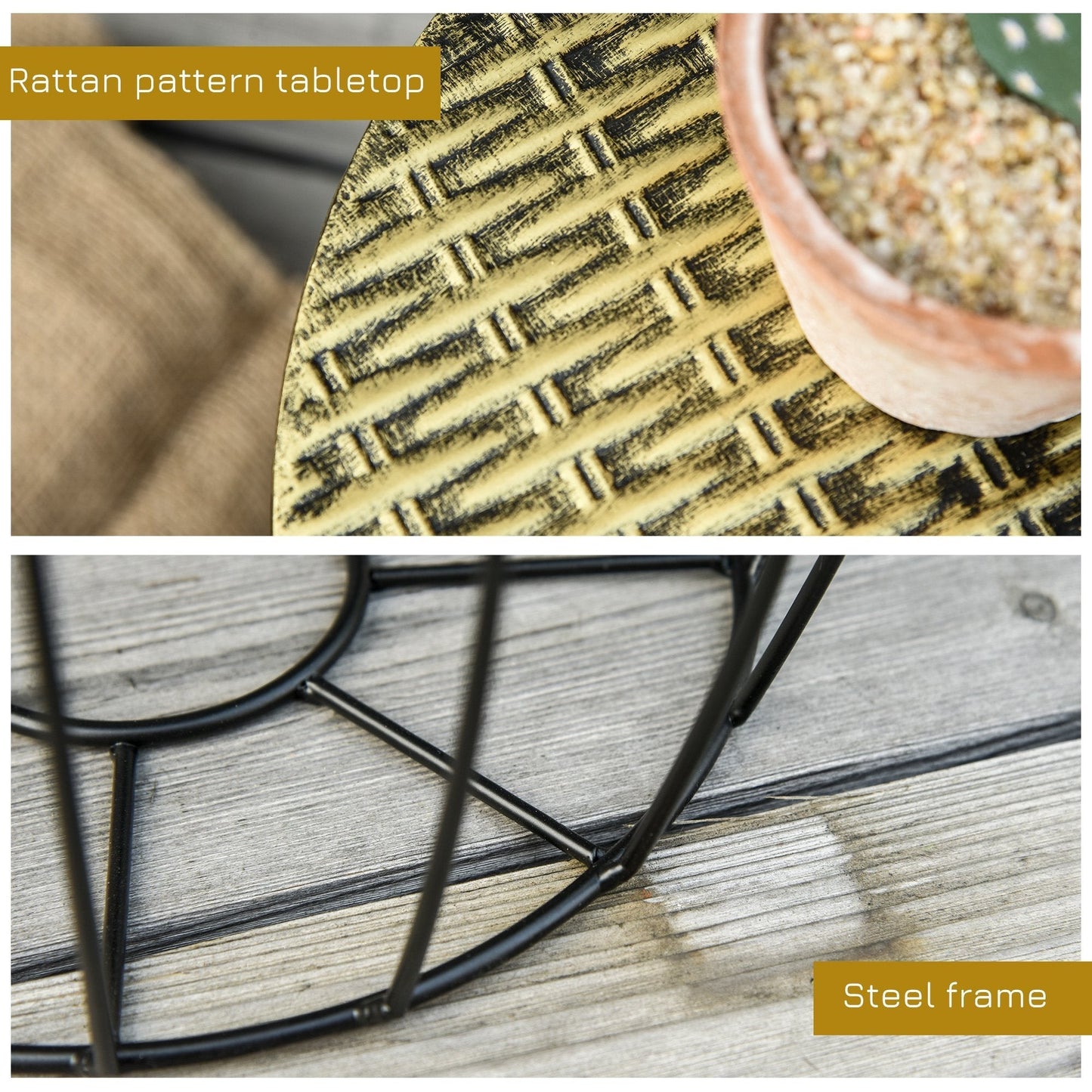 DONA | Outdoor Garden Set, 3 Stackable Balcony Tables, Industrial Style Garden Furniture in Black Metal