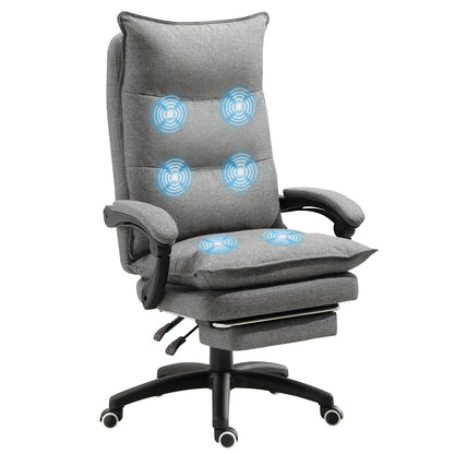 Padded Office Chair with 6 Massage Points, Adjustable Height and Wheels, 70x62x120-130 cm, Grey