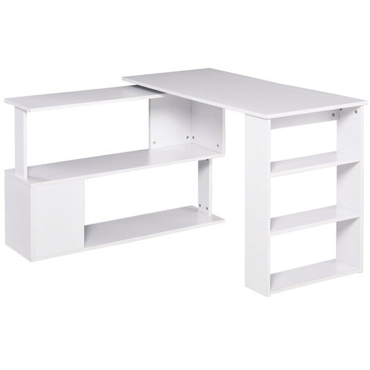 corner desk with 5 white shelves 120 x 100 x 74.5cm