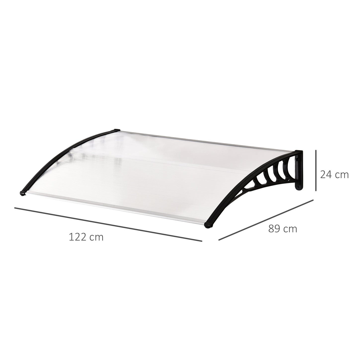 Curved Outdoor Canopy with Screws and Bolts Included, in Polycarbonate, PP and Aluminum, 122x89x24 cm