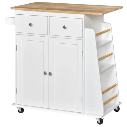 3-Level White Kitchen Trolley on Wheels