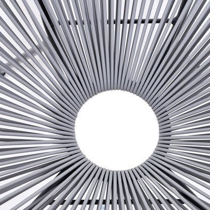 Set of 4 Oval Garden Chairs in PE Rattan and Metal in Boho Chic Style, Light Grey