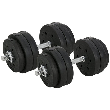 30kg Dumbbell Set (8 x 2.5 kg, 4 x 1.5 kg), Gym Weights with 12 Discs and 2 x 2 kg Dumbbells for Home Training, Black