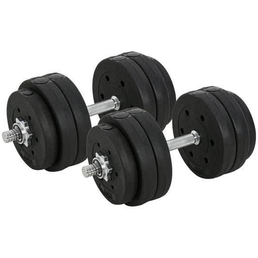 30kg Dumbbell Set (8 x 2.5 kg, 4 x 1.5 kg), Gym Weights with 12 Discs and 2 x 2 kg Dumbbells for Home Training, Black