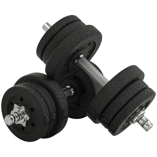 25kg Total Gym Dumbbell Set with 12 Weight Discs and 2 x 2kg Bars, Black