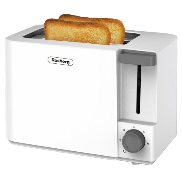 Rosberg R51440F-WH White Toaster – 2 Slices, 700W