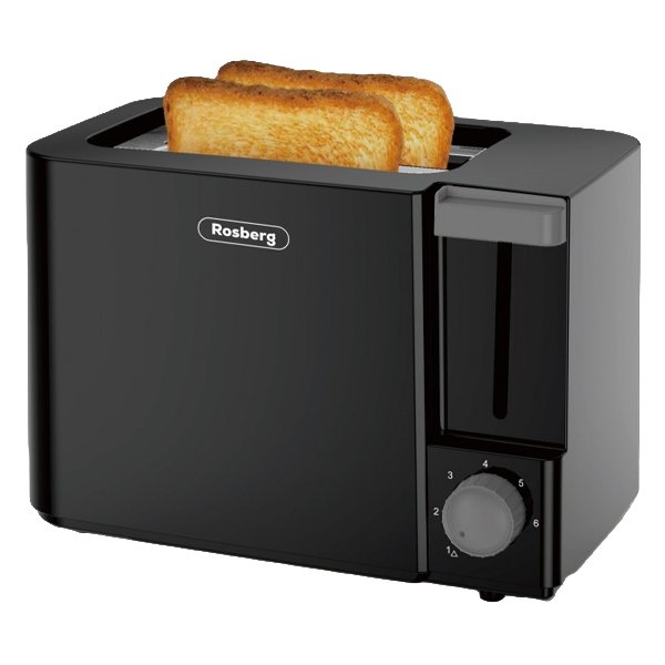 Rosberg R51440F-BK Black 2-Slice Toaster – 700W