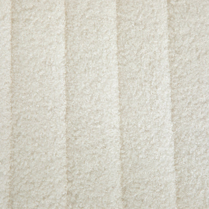 Modern Bedside Bench with Hairpin Legs, in Chenille Effect Fabric, Wood and Metal, 118.5x46x49.5 cm, Cream