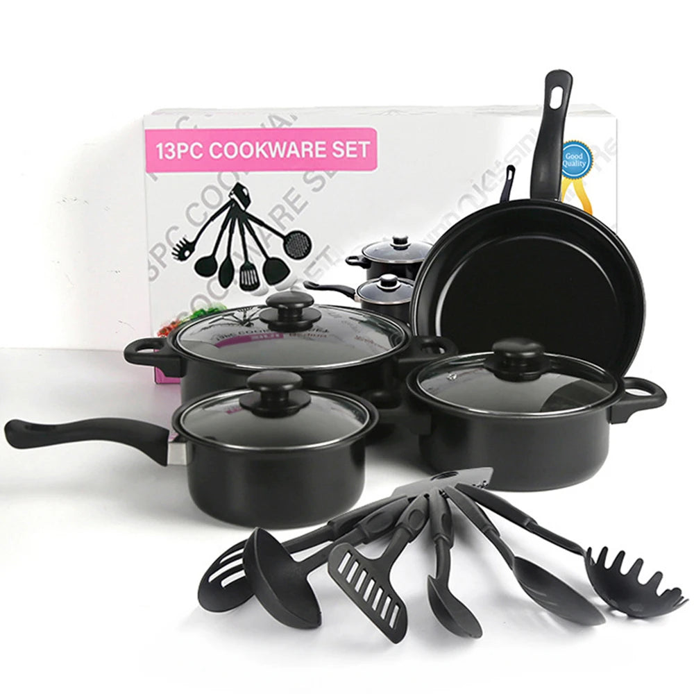 3 Pieces Non-Stick Cookware Set with Nylon Cooking Spoon Set