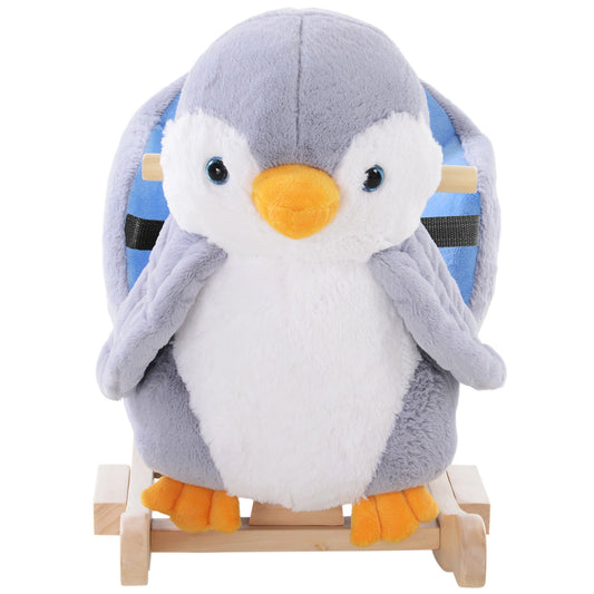 Plush Penguin Rocking Horse with 32 Music and Safety Belt, Age 18 Months
