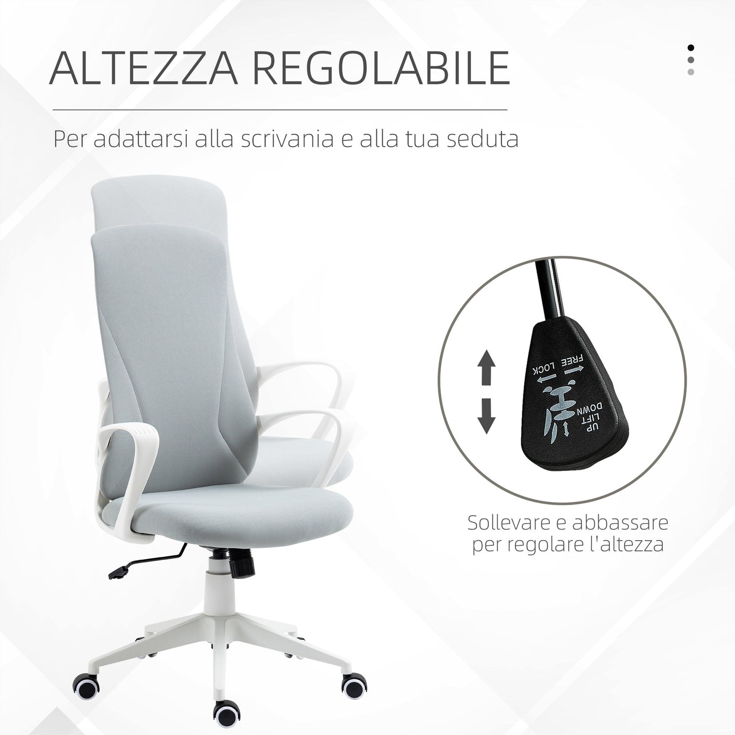 Ergonomic Office Chair with Adjustable Height and Tilt Function, 62x56x110-119.5 cm