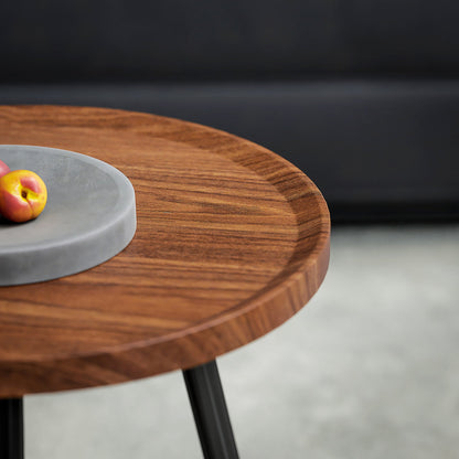 Set of 2 Nesting Coffee Tables in Wood and Metal, Dark Wood Color