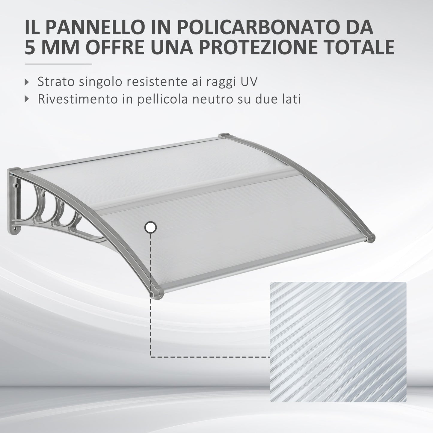 100x80cm Anti-UV Polycarbonate Outdoor Canopy for Doors and Windows