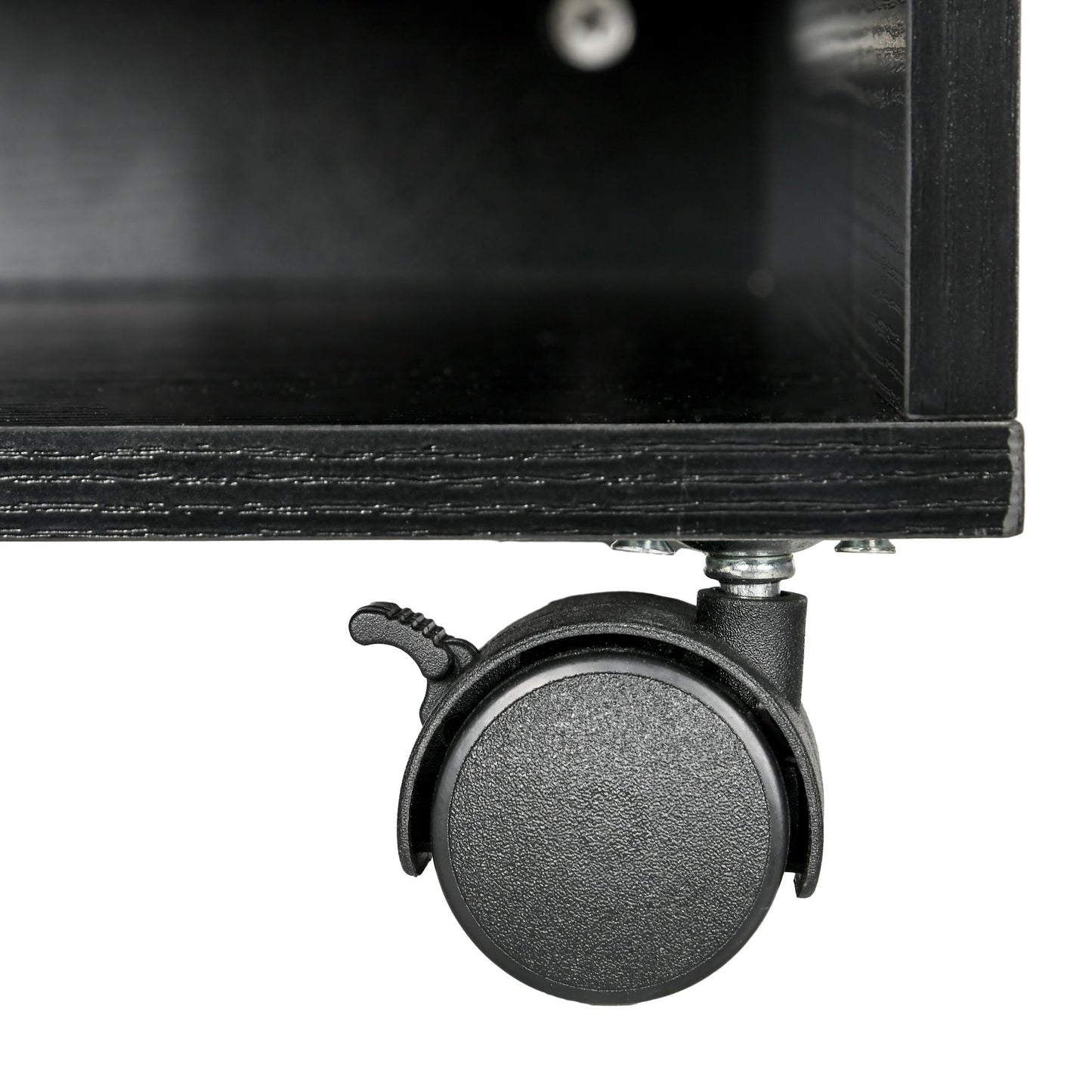 2-Tier Wooden Printer Stand with Wheels for Office and Study, 47x40x22.5cm, Black