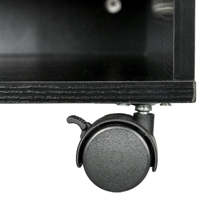 2-Tier Wooden Printer Stand with Wheels for Office and Study, 47x40x22.5cm, Black