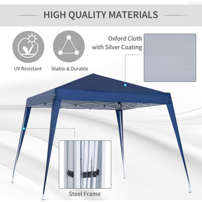 Foldable pop up Garden Gazebo with Steel Structure and Windproof Ropes, Blue