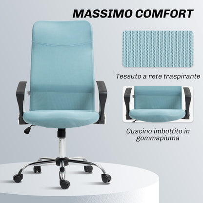 Ergonomic Swivel Office Chair, Adjustable Height and Mesh Backrest, 63x65x109-119 cm, Light Green