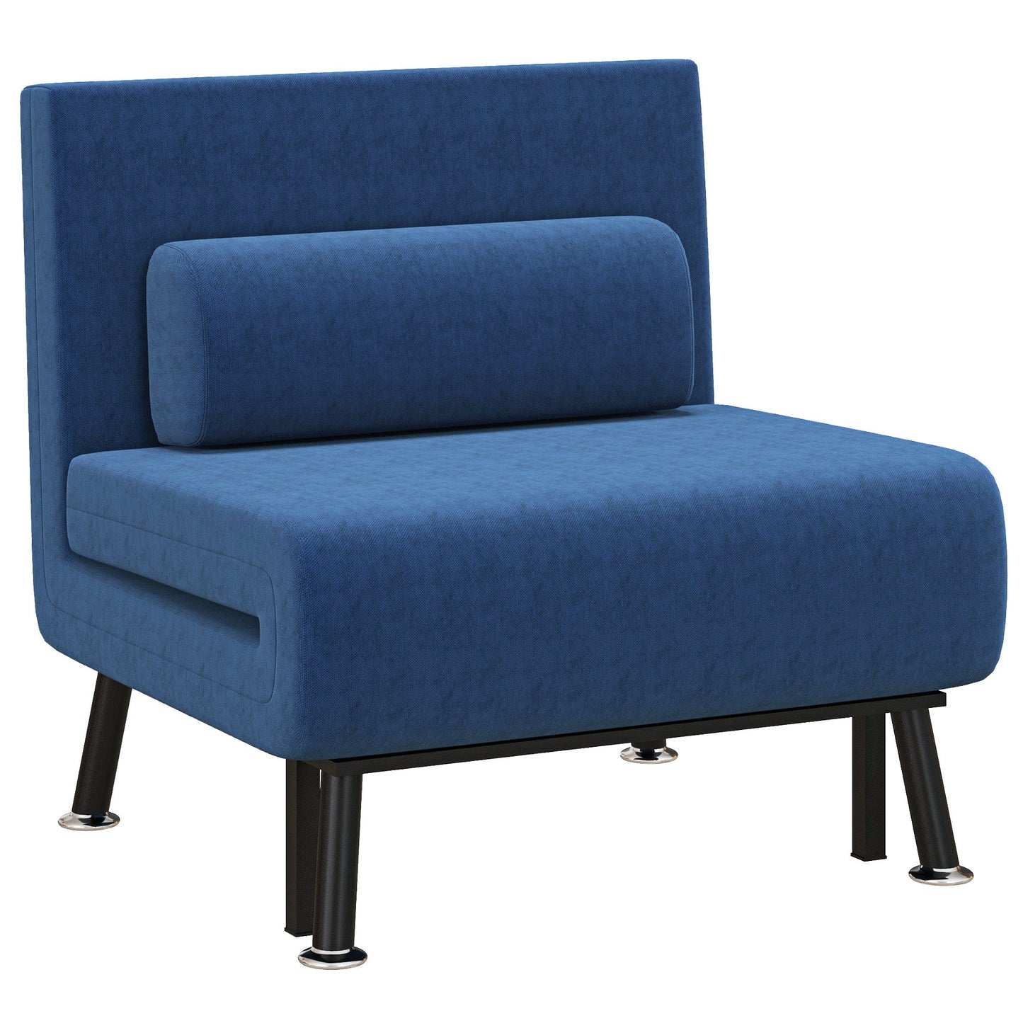Armchair Bed with Adjustable Backrest in 5 Positions, in Linen Effect Fabric and Steel, 75x70x75 cm, Dark Blue