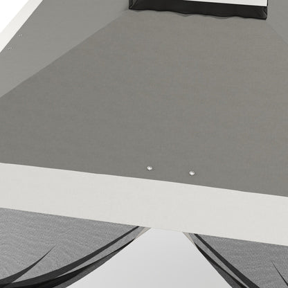 Height Adjustable Outdoor Gazebo with Mosquito Nets, in Metal and Oxford Fabric, 3.3x3.3x2.8 m, Dark Gray