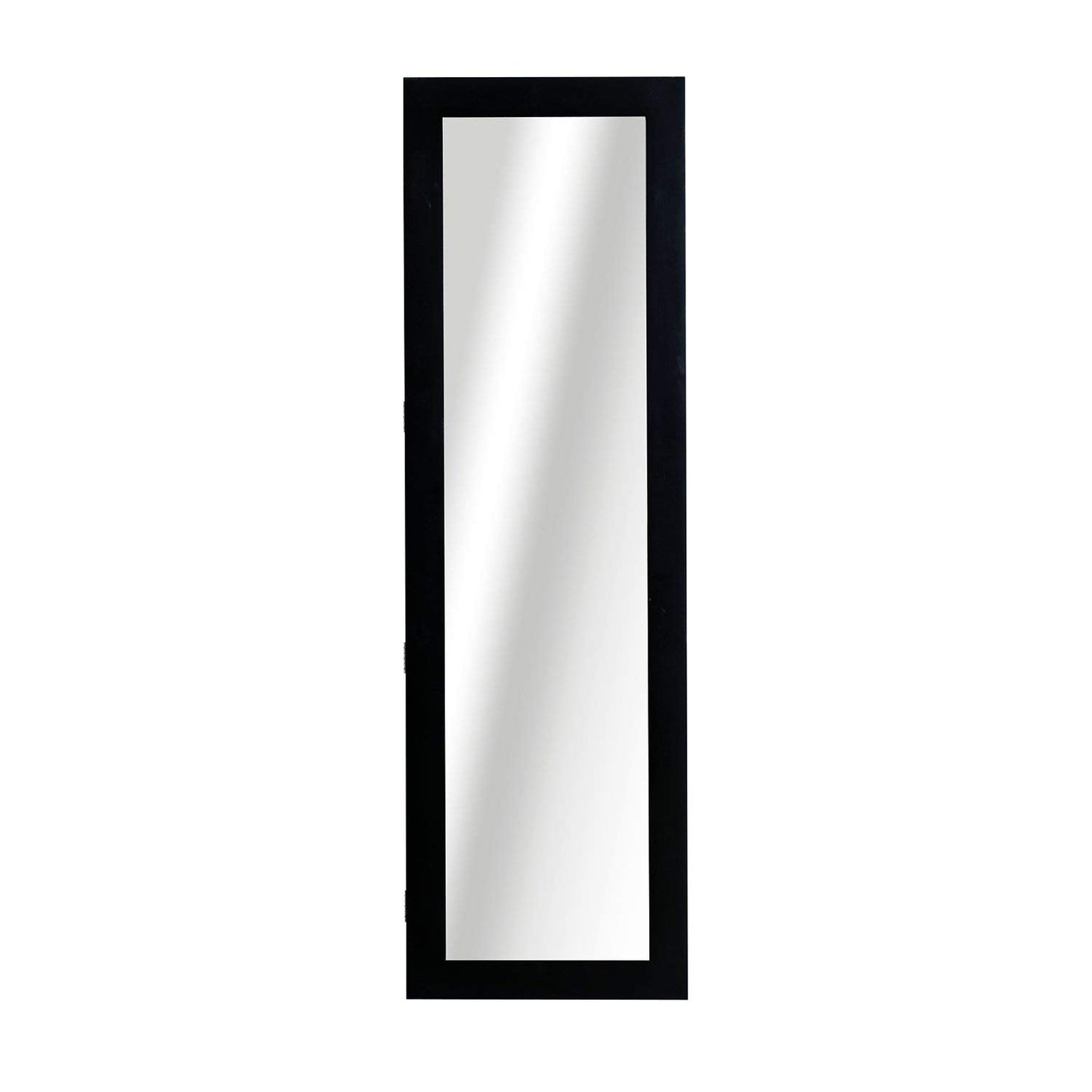 Wall Mounted Jewellery Cabinet with Hooks and Wooden Compartments, Jewellery Cabinet with Mirror for Earrings, Necklaces and Rings, 37x9.5x121 cm, Black