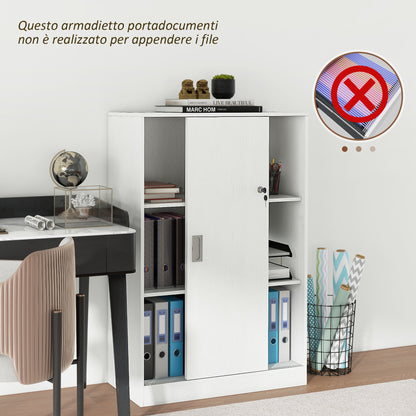 3-Shelf Office Cabinet with 2 Security Keys, Chipboard, 80x40x120 cm, White