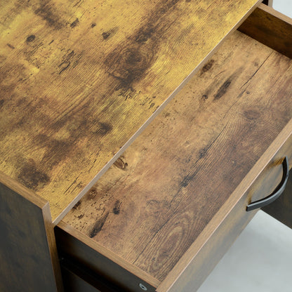 Kitchen Trolley with Drawer, Cabinet and 4 Wooden Wheels, 60x40x77cm, Rustic Brown