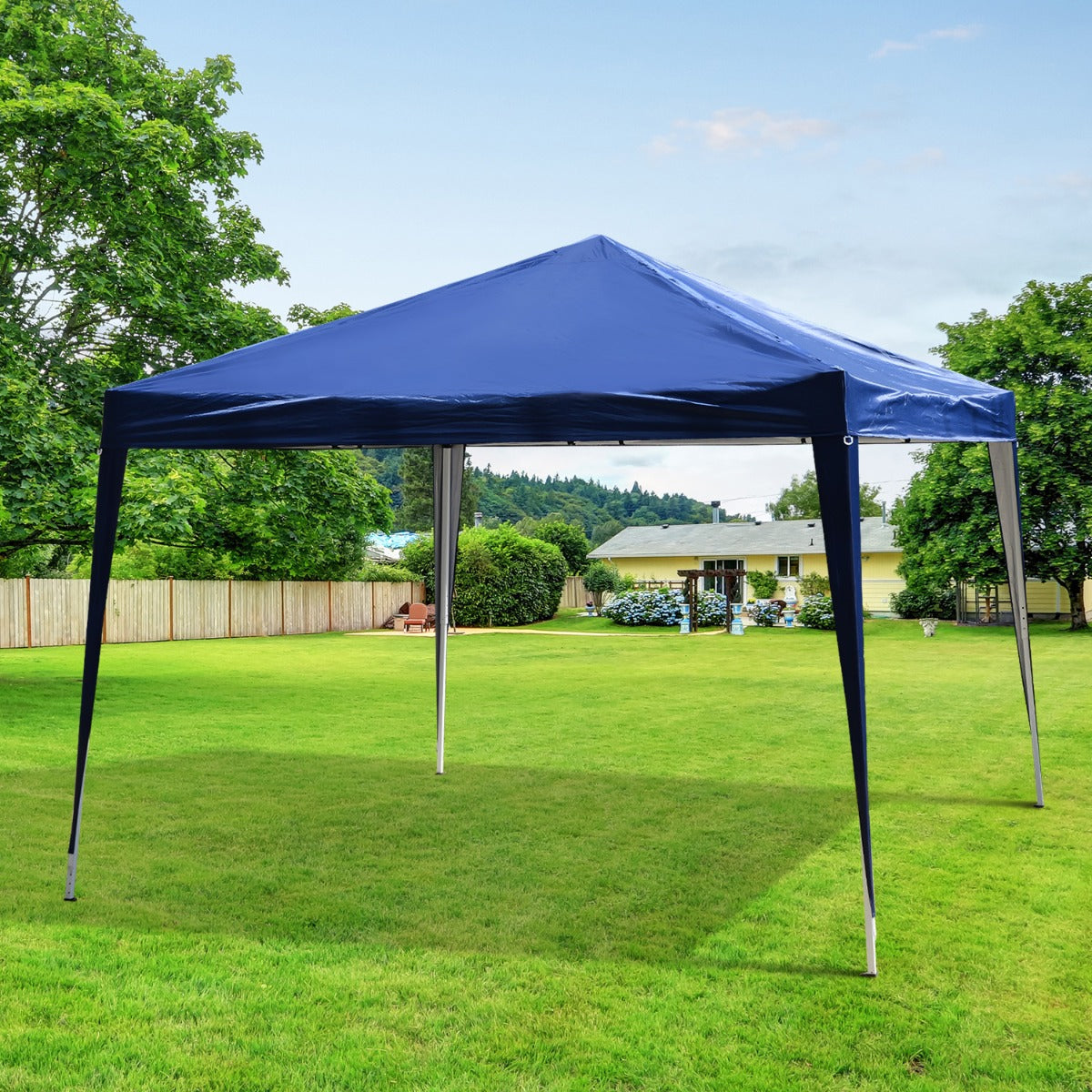 Gazebo Steel Frame Folding Oxford Fabric Covering Blue 3x3m