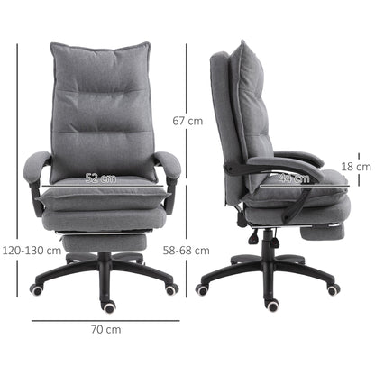 Padded Office Chair with 6 Massage Points, Adjustable Height and Wheels, 70x62x120-130 cm, Grey