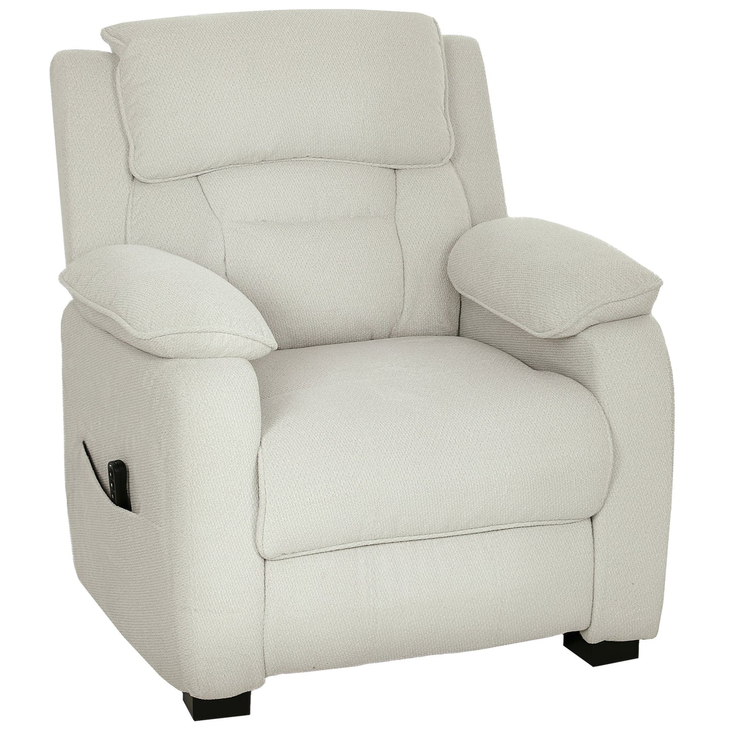 150° Reclining Velvet Armchair with Footrest, Remote Control and Side Pocket, 96x90x103 cm, Beige