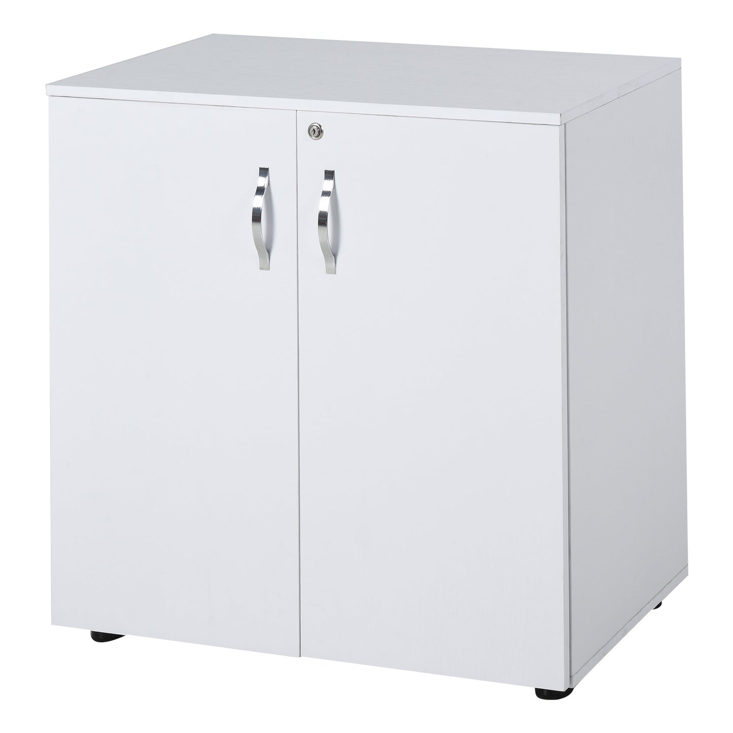 Multipurpose Lockable Office Cabinet, File Cabinet with 2 Doors and Internal Wooden Shelf, White, 80x40x80cm