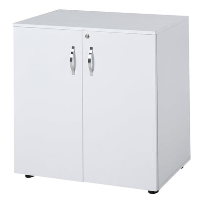 Multipurpose Lockable Office Cabinet, File Cabinet with 2 Doors and Internal Wooden Shelf, White, 80x40x80cm